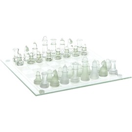 Elegant Glass Chess Set, Board Games, Great for Prizes (10" Glass Chess Set)