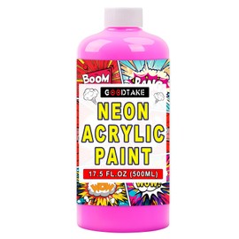 GOODTAKE Neon Acrylic Paint | 17.5 oz Bottles | Student Neon Colors Acrylics Painting | Non-Toxic | Neon Pink Paints for Canvas, Paper, Rocks| Art & Craft Paints for Artists, Kids (Hot Pink, 17.5 Fl Oz)