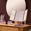 MELANNCO Rose Gold Tri Fold LED Vanity Mirror, 3 Magnifications
