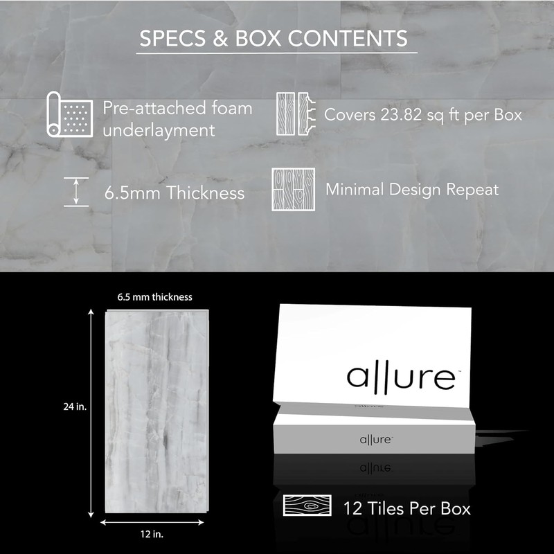 Allure 9002006355 Europa Brulee Marble Luxury Vinyl Tile Flooring