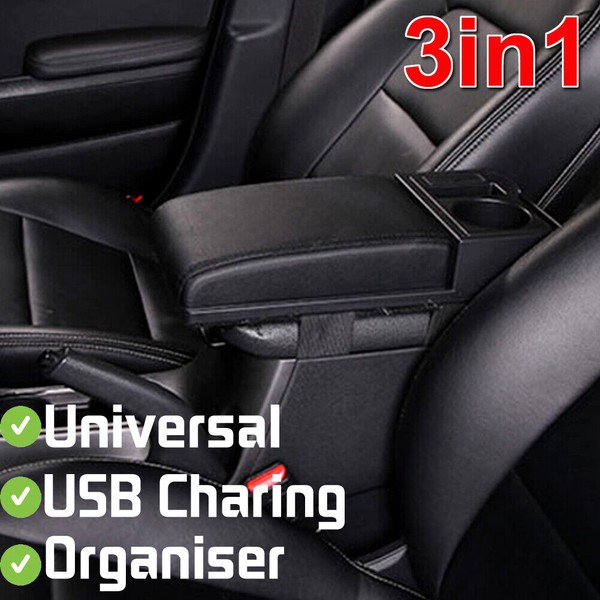 XUKEY Universal Car Armrest Lid Cover Center Console USB Cup