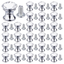 SUPERFINDINGS 22PCS Cabinet Knobs Drawer Knobs Diamond Handles Crystal Glass Drawer Pulls Aluminium Alloy 15.5mm Mini Decorative Handles Single Hole Handle with Screws for Wardrobe Cabinet Closets