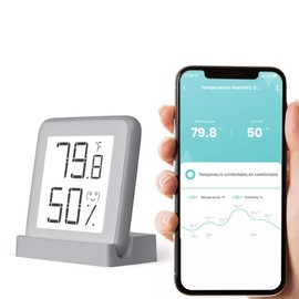 Meawow Bluetooth E-ink Thermo-Hygrometer for Home | HD Screen Indoor Thermometer | High Acurracy Temperature and Humidity Sensor | Warranty