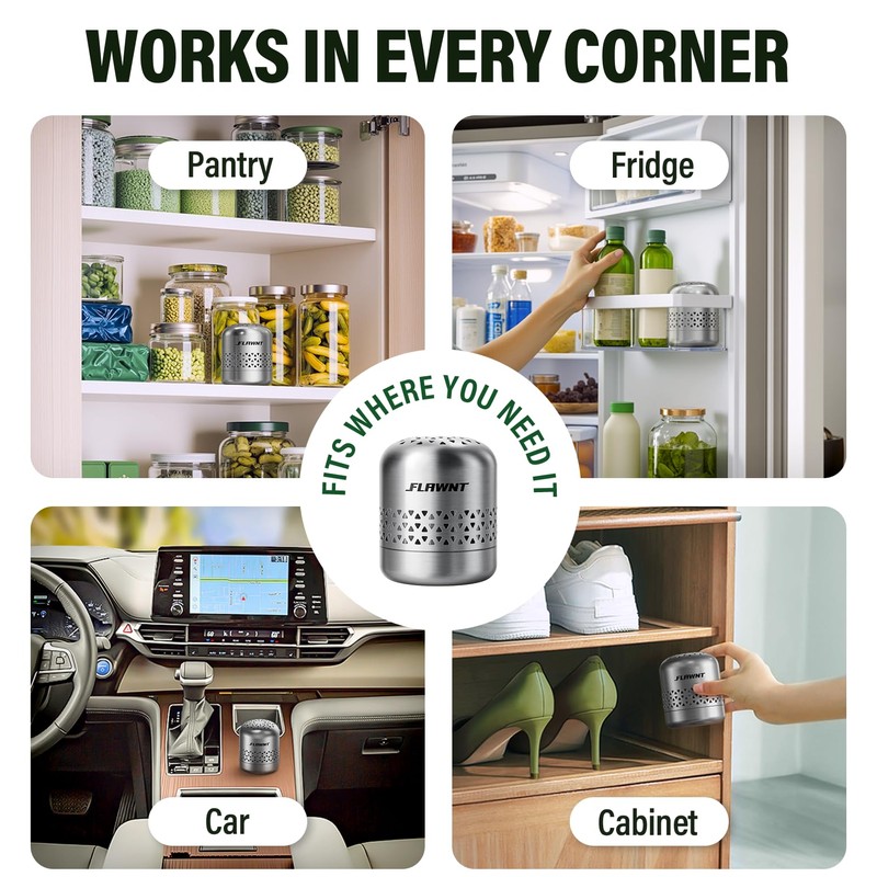 FLAWNT Fridge Deodorizer, 10-Year Odor Eliminator for Refrigerator, No Refills