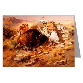 Epic Greeting Cards Twelve Vintage Cowboy Art Notecards of Charles M. Russell Buffalo Hunt painting