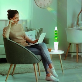 Vanful Green Magma Lamp with for Adults Kids Liquid Motion Lamps 13 Inches Mood Night Light with Sliver Base and Cap Decoration for Home Living Room Bedroom Girls Boys