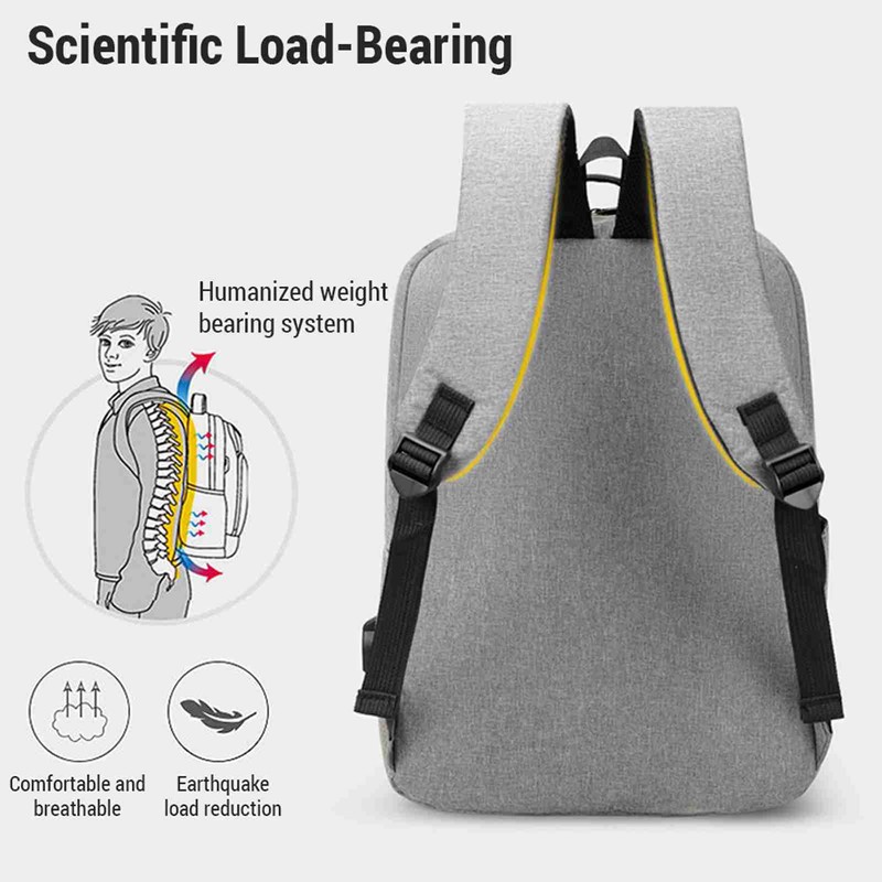 Men's Business Bag Set USB High Capacity Laptop Backpack Double