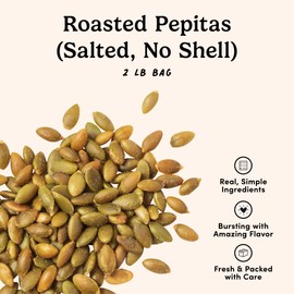 Nuts.com – Roasted Pepitas – 2 Lb Bag, Salted No Shell Pumpkin Seeds, Healthy Snack for Adults & Kids, Rich in Protein, Fiber, Calcium & Potassium – Keto Friendly, Vegan, Gluten-Free & Kosher Pareve