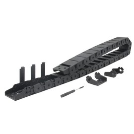Zeberoxyz 18x37mm Drag Chain Length 1Meter Inside Open Type Black Plastic Flexible Cable Carrier R28 with 1Kit End Connectors (18mmx37mm-Inside Open)