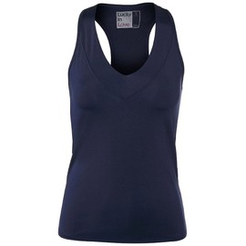 Lucky in Love - playera sin mangas con cuello en V y brasier integrado, Marina de medianoche, M