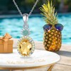 VONALA Pineapple Necklace Sterling Silver Pineapple Pendant Necklace Yellow Crystal