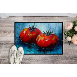 Caroline's Treasures MW1088JMAT Vegetables - Tomatoes Red Toes Doormat 24x36 Front Door Mat Indoor Outdoor Rugs for Entryway, Non Slip Washable Low Pile, 24H X 36W