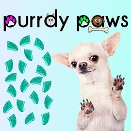 Purrdy Paws 40-Pack Soft Nail Caps for Dogs Claws Seafoam Glitter Large