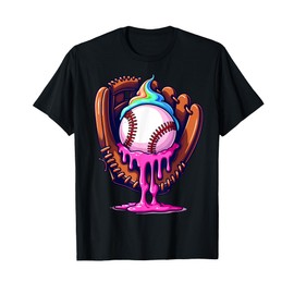Baseball Drip Ice Cream Sprinkles Baseball Glove Boys Youth T-Shirt