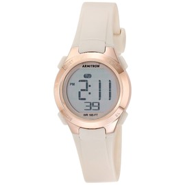 Armitron Sport Women's Digital Chronograph Blush Pink Resin Strap Watch, 45/7135PBH, Blush Pink/Rose Gold