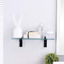 KES Bathroom Tempered Glass Shelf 14" 8MM-Thick Wall Mount Rectangular, Polished Chrome Bracket, BGS3201S35