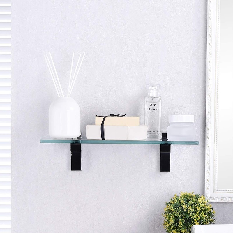 KES Bathroom Tempered Glass Shelf 14" 8MM-Thick Wall Mount Rectangular,