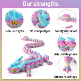 FYEFKJSA 3D Printed Dragon Eggs with Dragon Inside - 12Inch,Articulated Fidget 3D Printed Animals, Interesting Decorative Gift, Easter Basket Essentials Stuffers (Random Rainbow)