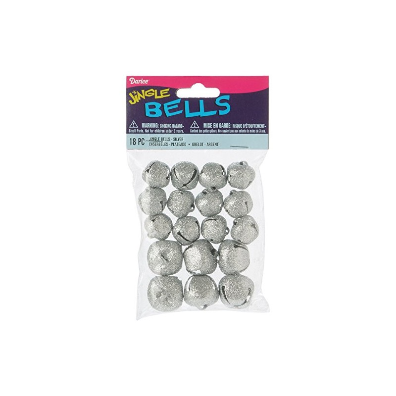 Darice Glitter Jingle Bells, Silver