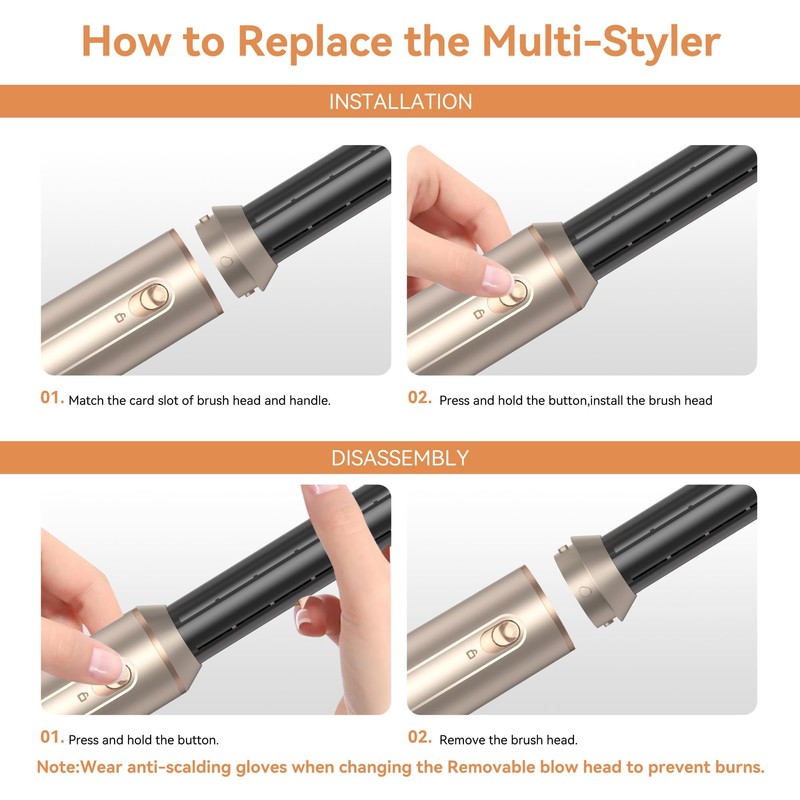 6-in-1 Foldable Air Styler with Diffuser & Auto-Wrap Curlers