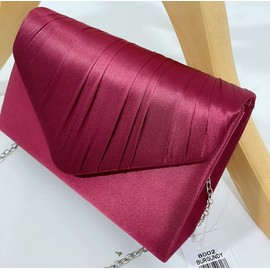 LeahWard Women's Satin Floral Clutch Bags Party Wedding Evening Handbag 8002 (Burgundy)