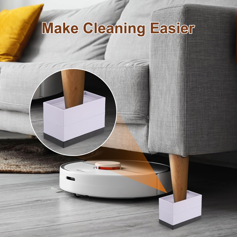 sourcing map 4-Pack Rectangle Bed Risers, 2.95 Inch Frameless Heavy