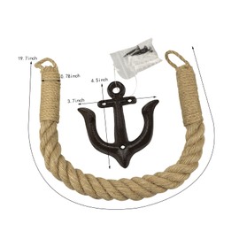 ROXLLGJC Nautical Rope Toilet Paper Holder Coastal Towel Holder with Metal Hook for Bathroom Decor (Black)