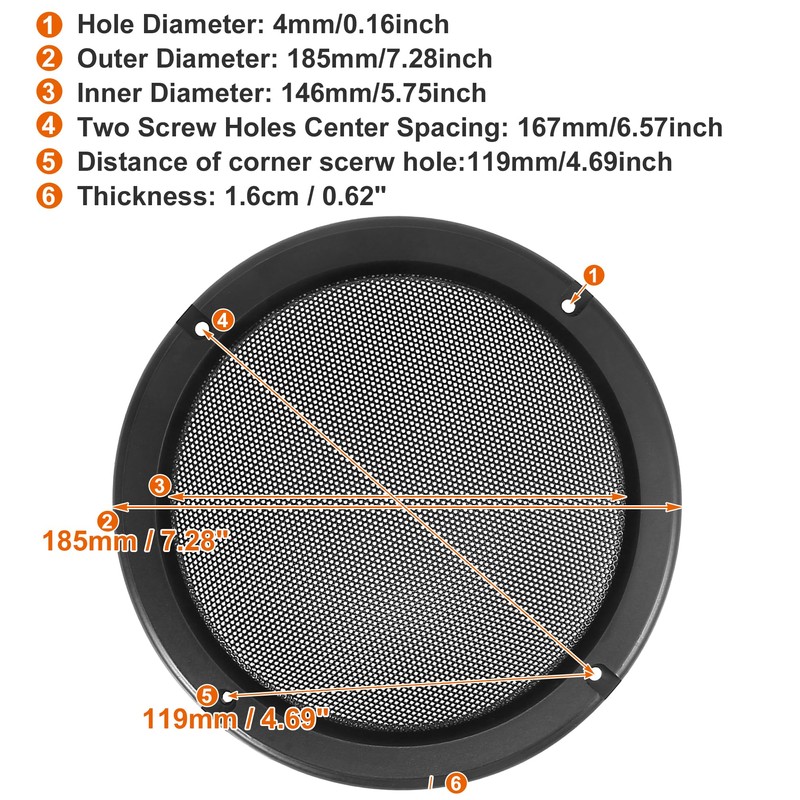 ACROPIX 7 Inch Universal Speaker Grills Cover Mesh Guard Protective