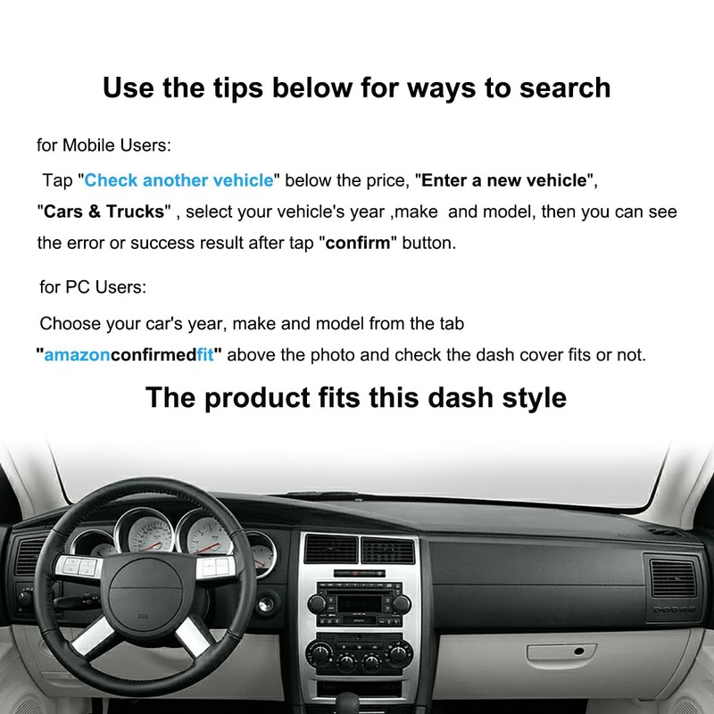 Dash Cover Mat Custom Fit for Dodge Charger Magnum Dashboard