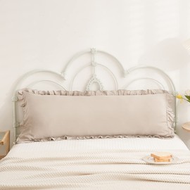 Taupe Body Pillow Cover 20x54inches Long Pillowcase Ruffled Pillowcases Shabby Chic Ruffled Fringe Decor Body Ruffled Pillow Sham Cute Pillowcase (1 Body, Taupe)