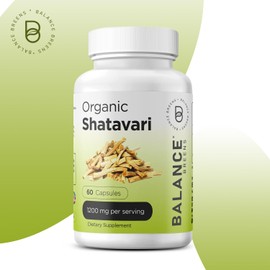 Organic Shatavari 1200mg, 60 Capsules - Lactation Support Vitamins, Hormonal Balance for Women, Asparagus Racemosus Root