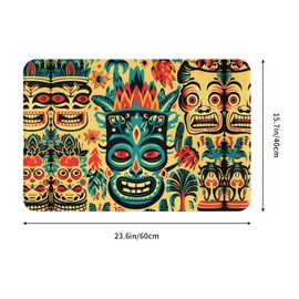 BROLEO Doormat Vintage Aloha Tiki Pattern Pattern 16x24in Anti-Slip and Easy to Clean Suitable for Front Door, mats, Living Room, Bathroom, White