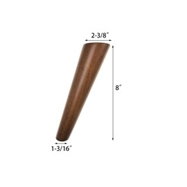 Walnut Color Round Solid Wood Furniture Legs Sofa Replacement Legs Perfect for Mid-Century Modern/Great IKEA hack for Sofa Legs, Couch Legs, Bed Legs, Coffee Table Legs (8 Inches,Set of 4)