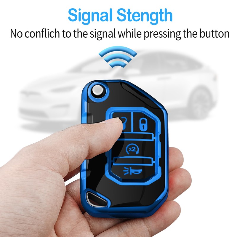Tukellen for Jeep Key Fob Cover Soft TPU Full Protection