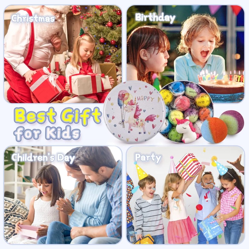 Bath Bombs for Kids 12Pcs Bath Bombs with Surprise Crystal