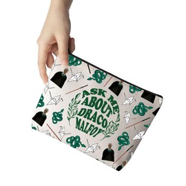 MNIGIU Movie Inspired Magic School Fan Gift Ask Me about Draco Makeup Zipper Pouch for Fans (Dra-co), Medium
