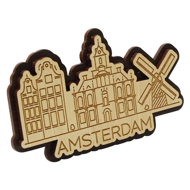 Printtoo Souvenir Wooden Engraved Amsterdam City of Netherlands Custom Fridge