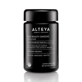 Alteya Bio Rose Beauty Omegas - Omega Vegetable 3+6+7+9 Fatty Acids + Antioxidant Complex with Two Roses (30 Soft Capsules) - USDA Organic Certified - Skin & Hair