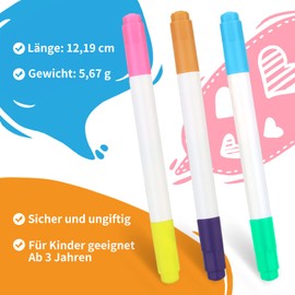 AMUSEPROFI Neon Pens, Neonmarkerzum Ersatz, 2 Spitzen, Anwendbar Für Schreibtafel, Drawing Board, Lerntablett, 12er-Pack