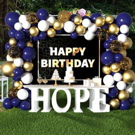 CHRORINE 108 Pcs Navy Blue and Gold Balloons 4 Size Navy Blue and Gold Confetti Balloons Garland Arch for Bridal Shower Birthday Party Wedding Party Decor