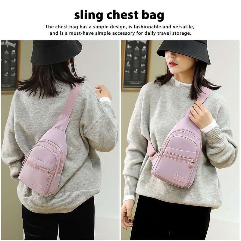 MEMOFYND 1 Piece Sling Chest Bag, Waterproof Nylon Shoulder Bag,