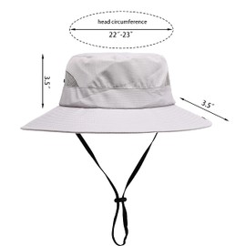 Womens Summer Sun Hat Beach Hat Wide Brim Outdoor UV Protection Hat Foldable Cool Mesh Ponytail Bucket Hat (Pure Light Grey)