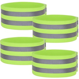 Set of 4 reflectors clothing reflective tape, reflective bands set, elastic, with Velcro fastener and strong reflective strips, motorcycling or running