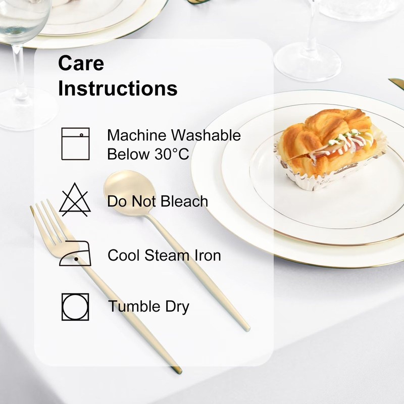 DWCN Table Cloth Round 150cm Wipe Clean Tablecloth White Round