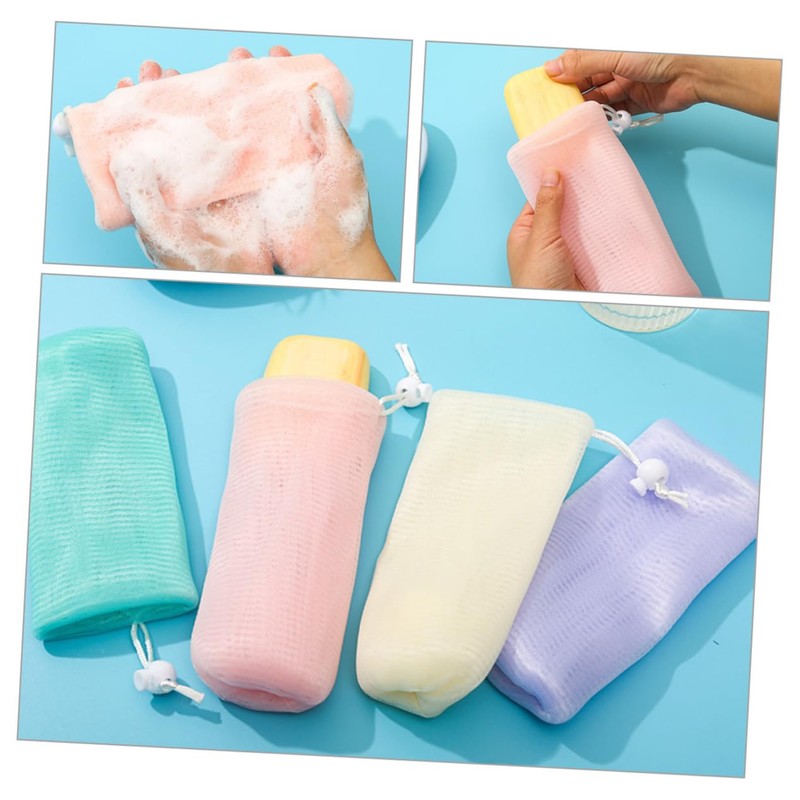 Baluue 5Pcs Exfoliating Soap Saver Bags Mesh Pouches for Foaming
