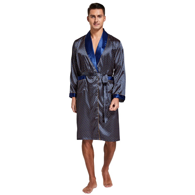 Tony & Candice Men's Satin Robe Lightweight Long Sleeve Silk