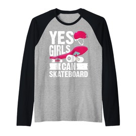 Skateboarding Design for Girls Women Skateboard Skateboarder Raglan Baseball Tee
