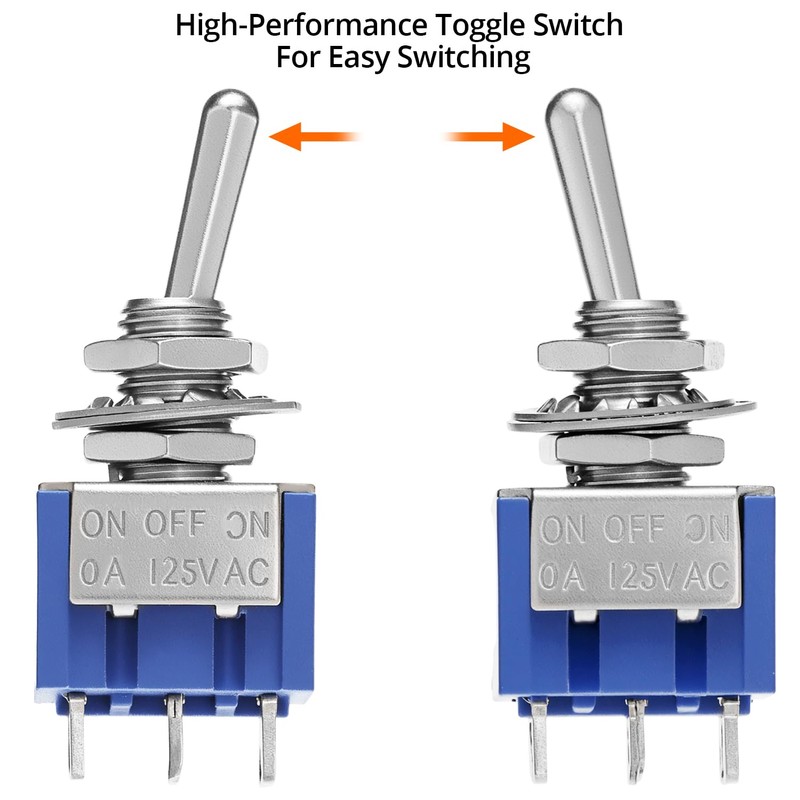 QWORK® MTS-203 3 Positionen DPDT Kippschalter, 6 Pin AC 125