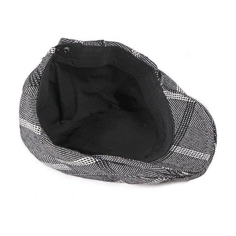 Mens Adjustable Plaid Newsboy Cabbie Golf Beret Flat Hat Cap