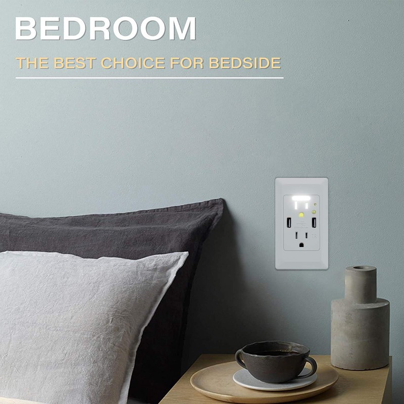 Nineleaf Wall Mount Charger Power Socket USB Wall Charger with